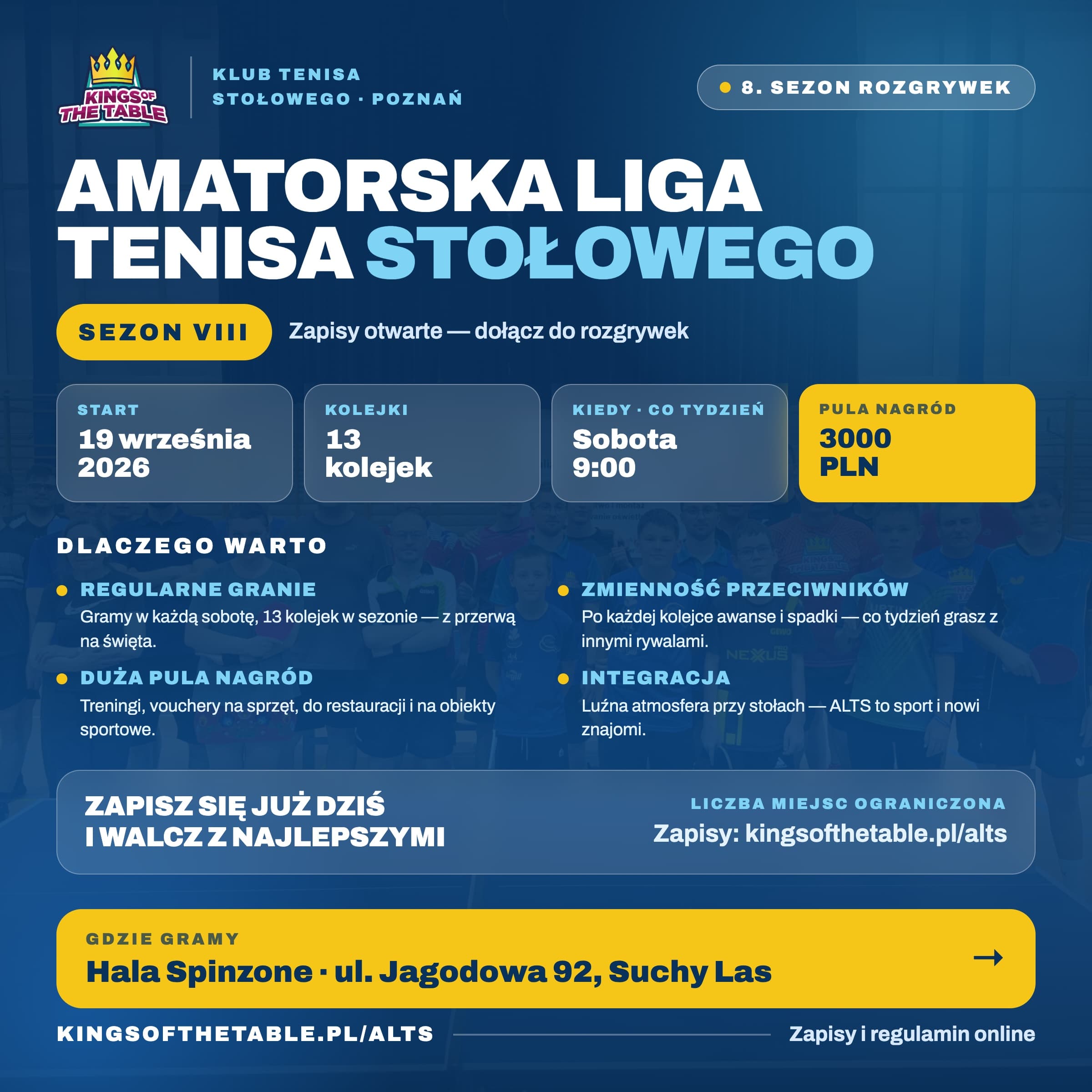 Plakat Amatorskiej Ligi Tenisa Stołowego Kings of The Table